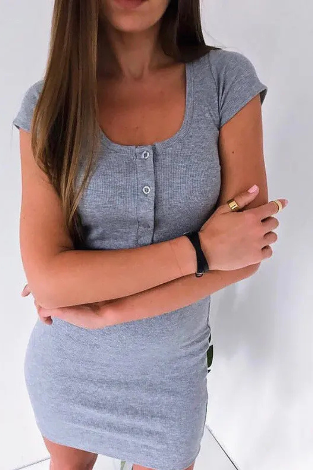 Women's Henley Bodycon Dress Mini