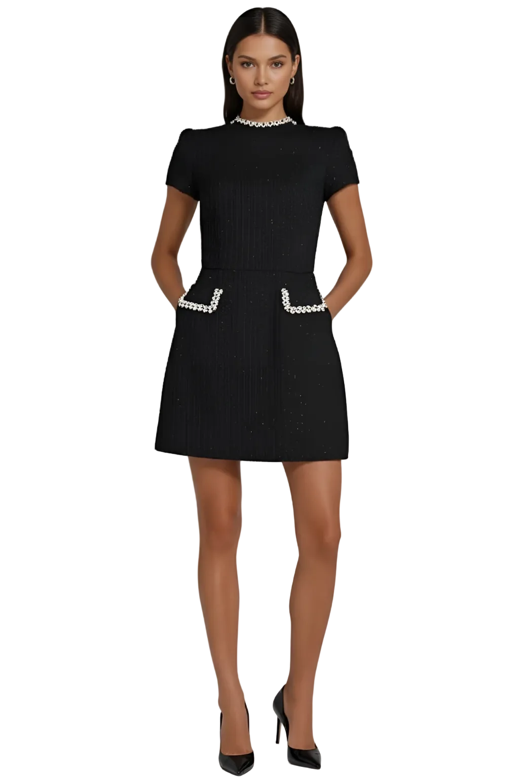 Women’s Short Sleeve High Neck A Line Dress Mini