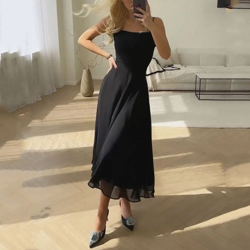 Women's Square Neck A Line Dress Midi