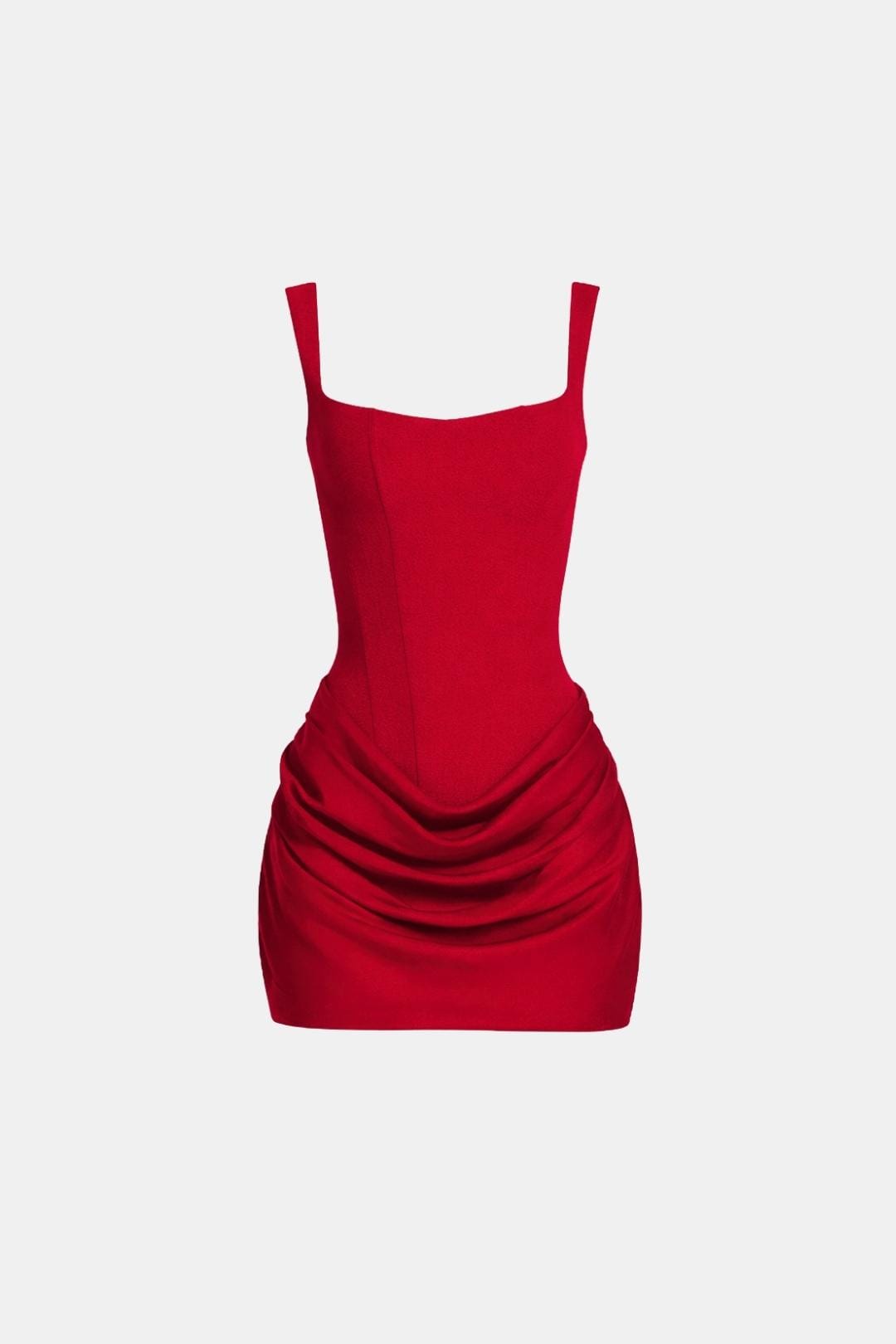 Women's Square Neck Corset Draped Dress Mini