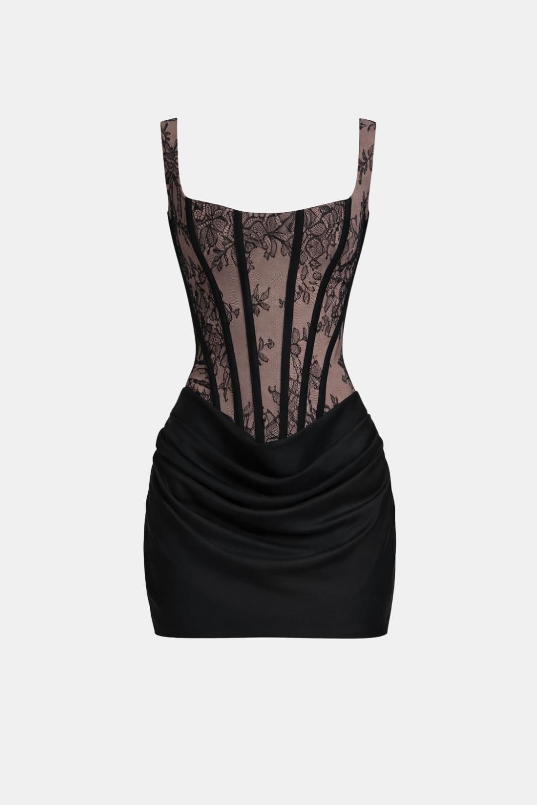 Women's Square Neck Corset Draped Dress Mini