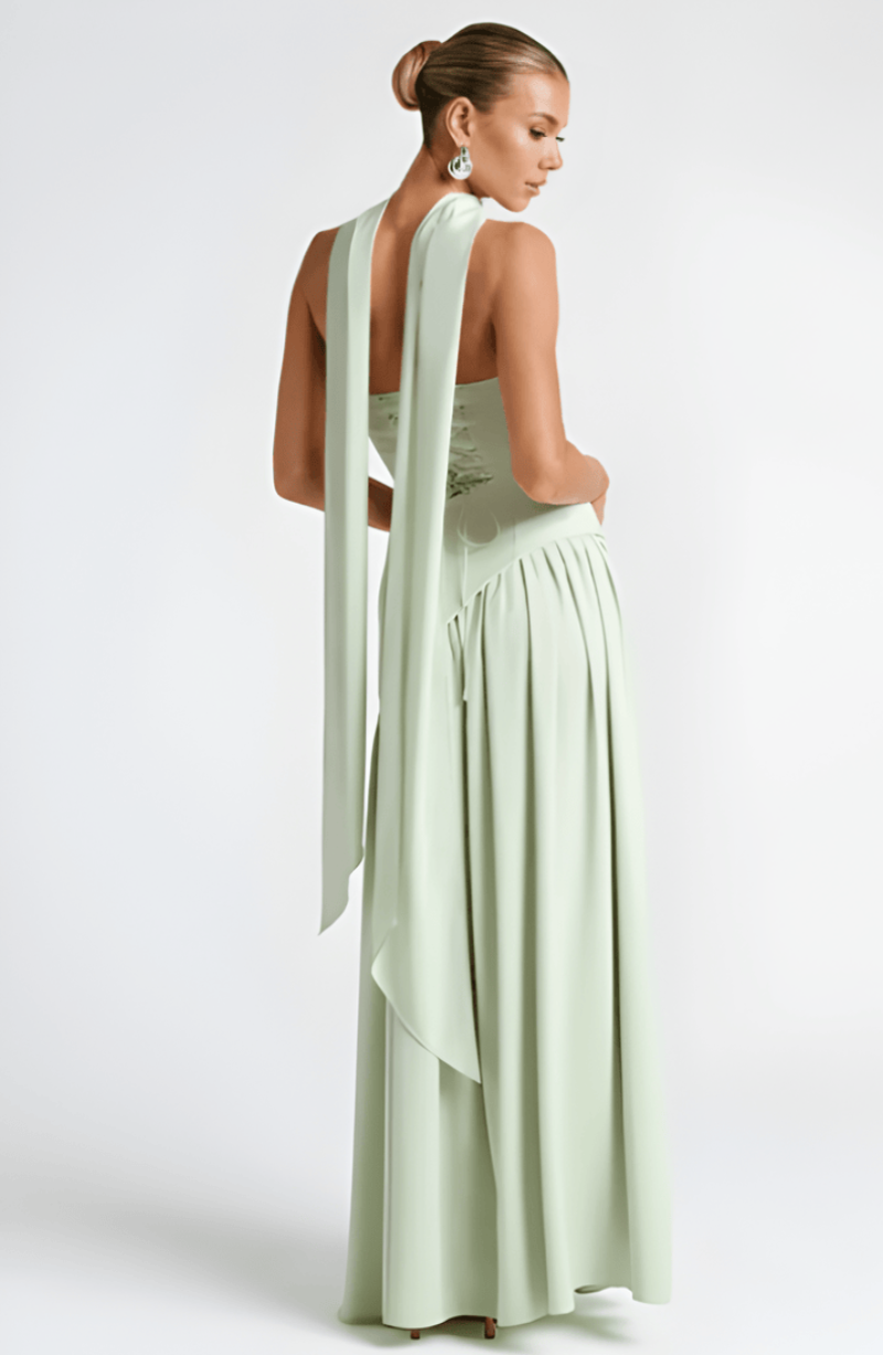 Women's Strapless Chiffon High Slit Dress Maxi