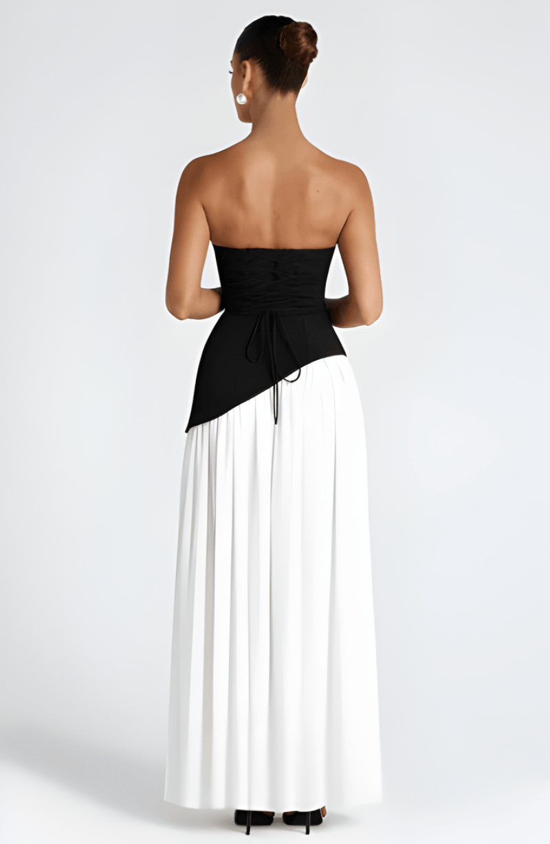 Women's Strapless Chiffon High Slit Dress Maxi