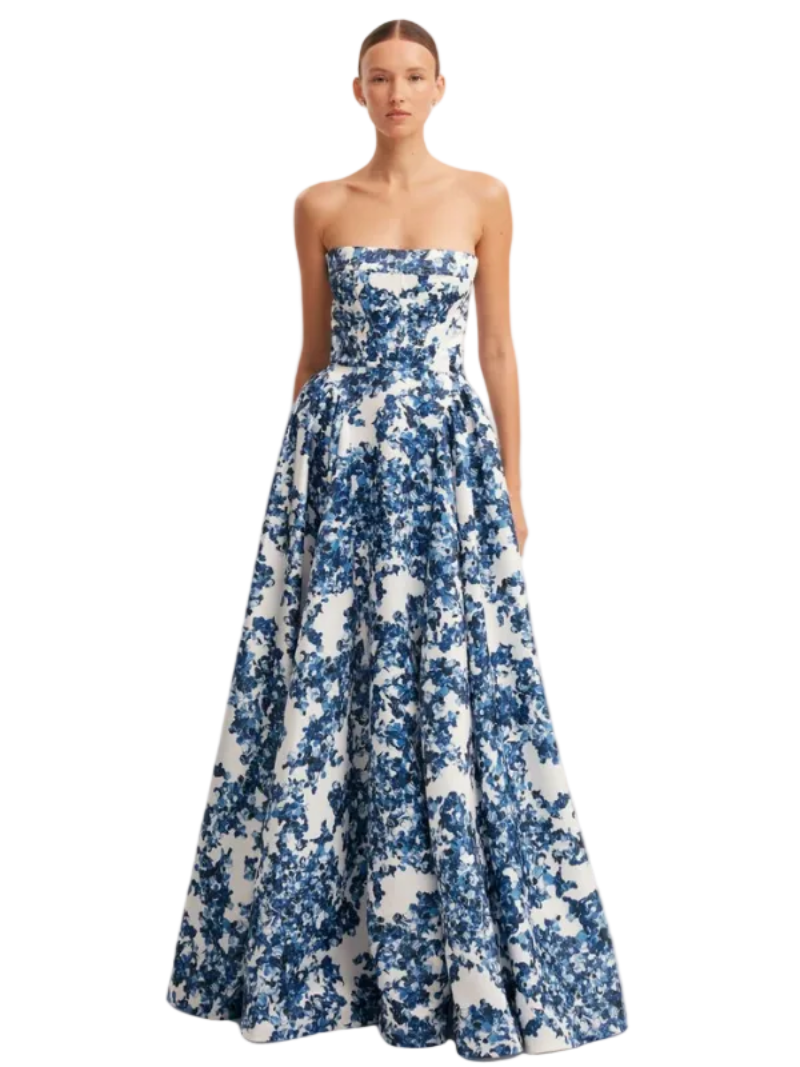 Women's Strapless Floral Maxi Dress