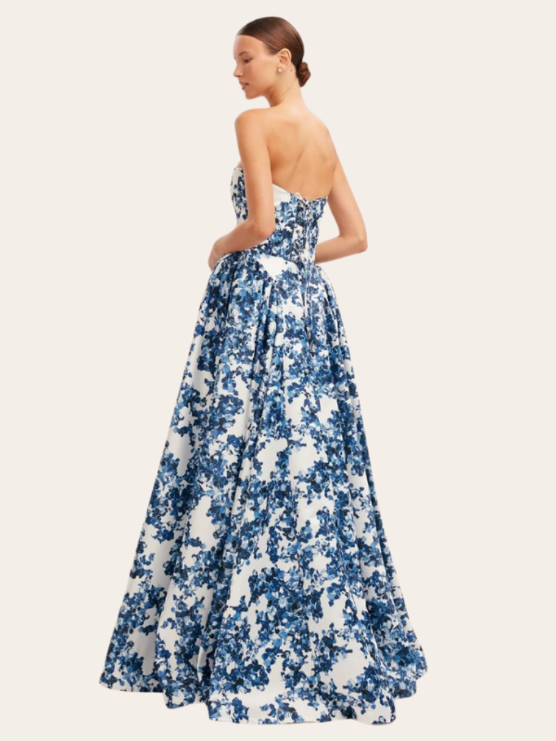 Women's Strapless Floral Maxi Dress