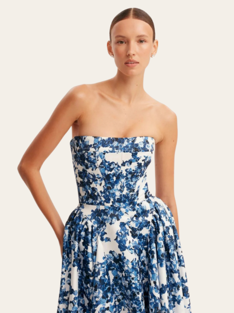 Women's Strapless Floral Maxi Dress
