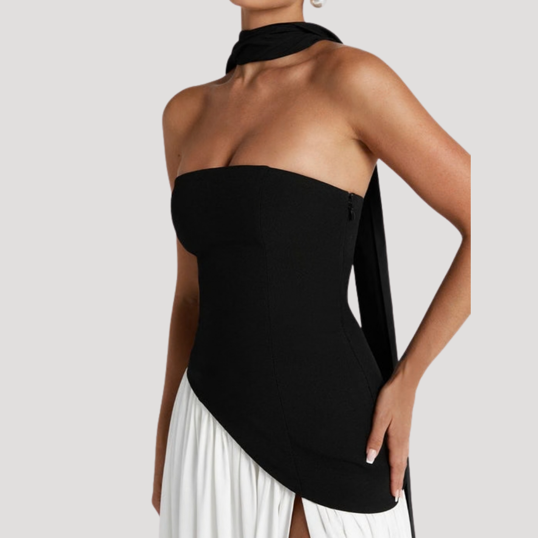 Women's Strapless High Slit Dress Maxi
