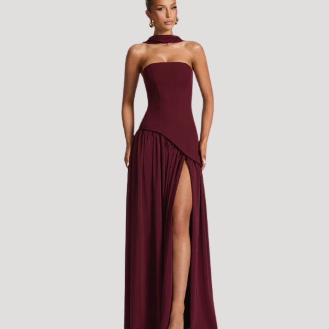 Women's Strapless High Slit Dress Maxi