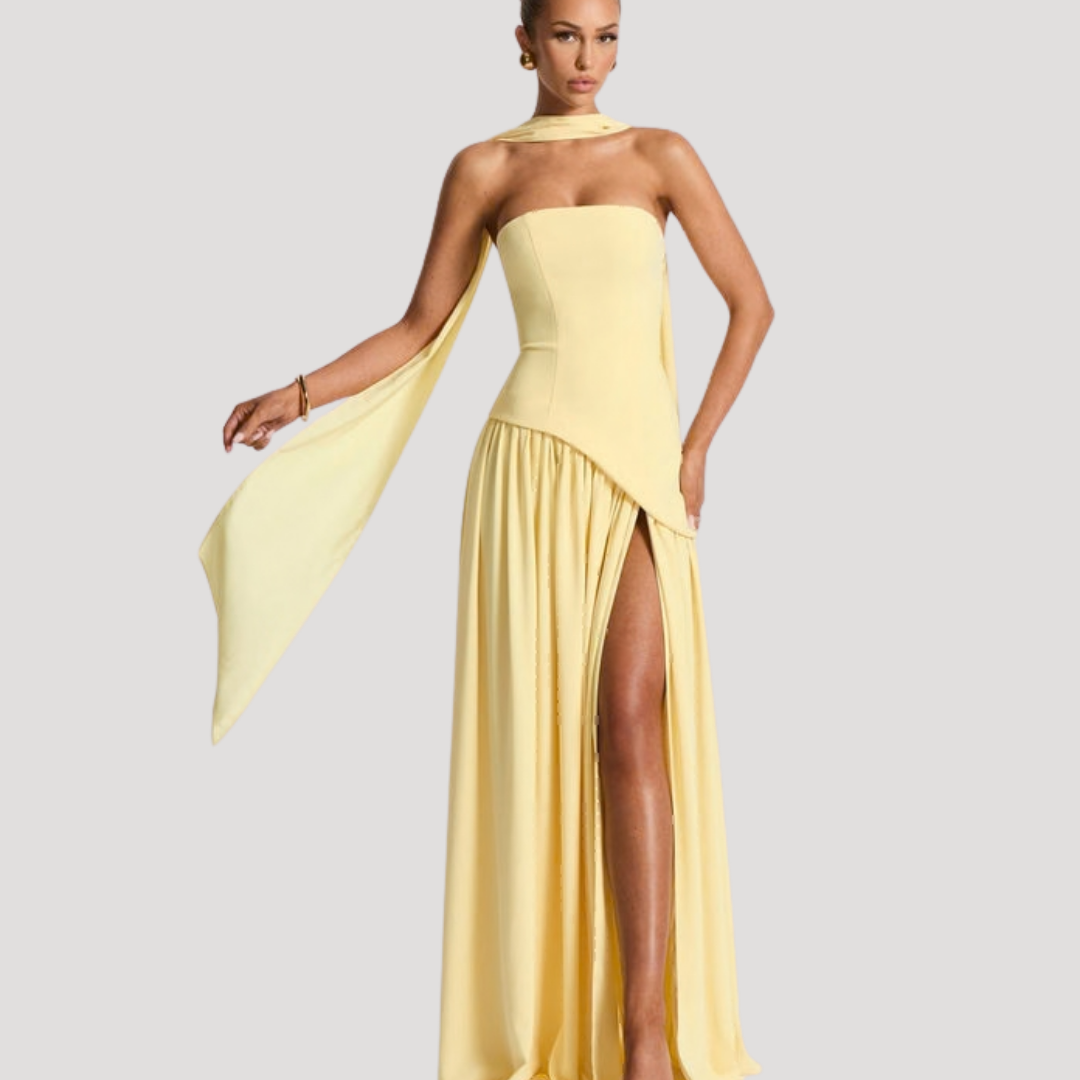 Women's Strapless High Slit Dress Maxi