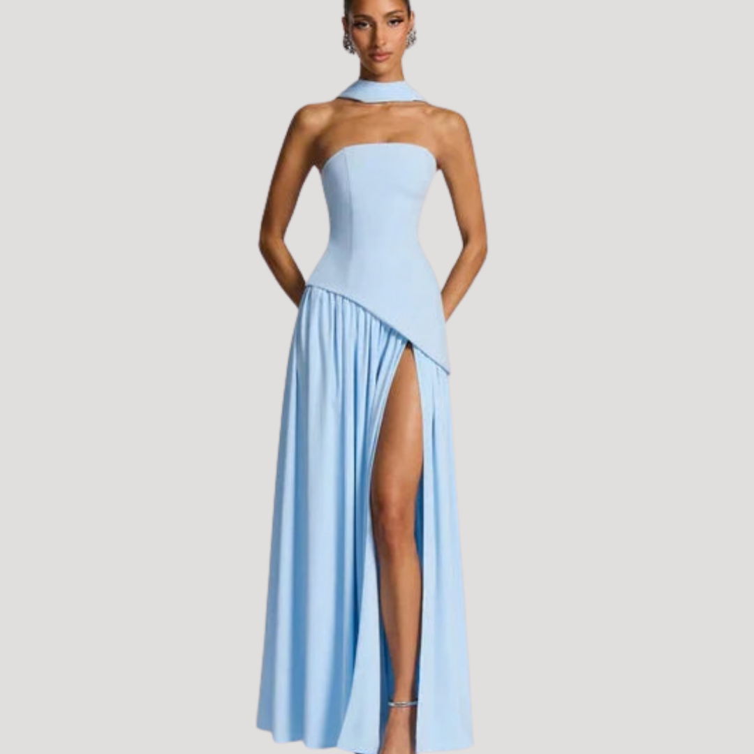 Women's Strapless High Slit Dress Maxi