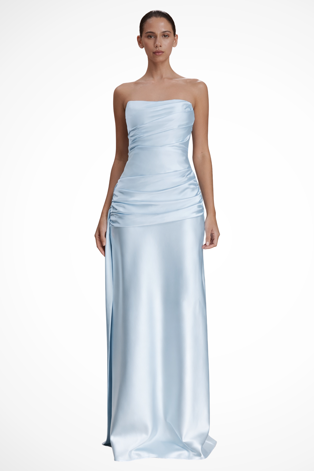 Women's Strapless Ruched Bodycon Dress Maxi