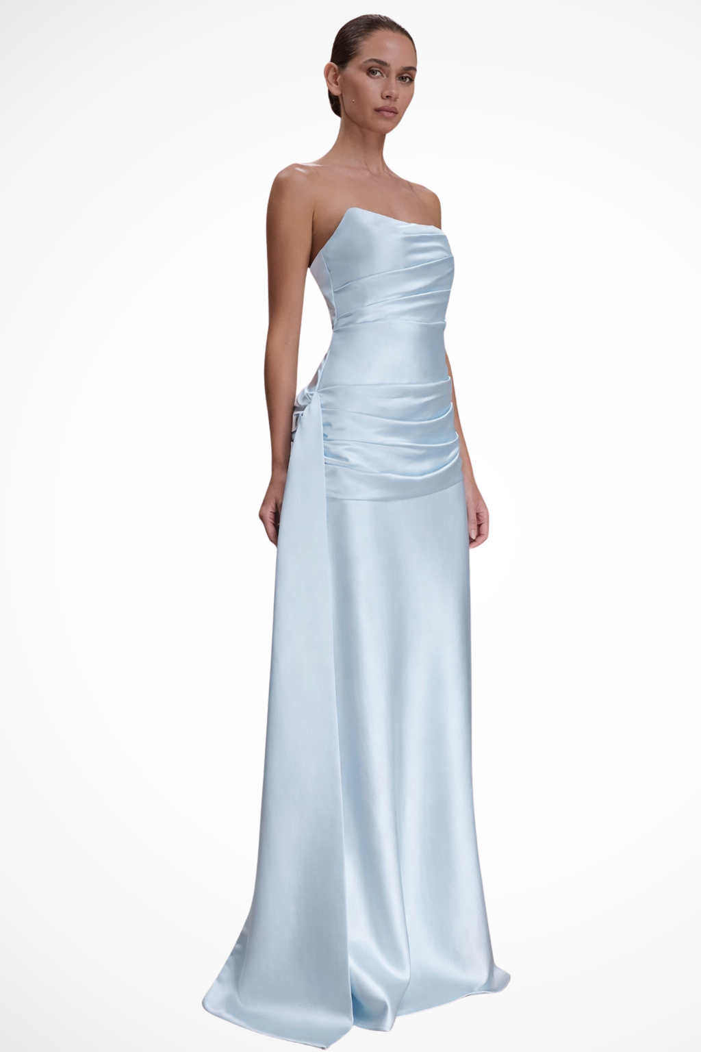 Women's Strapless Ruched Bodycon Dress Maxi