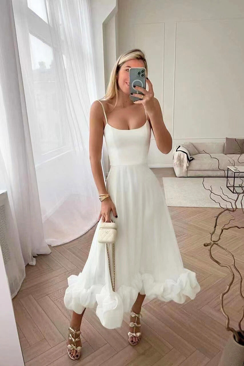 Women's Tiered Strappy Dress Midi