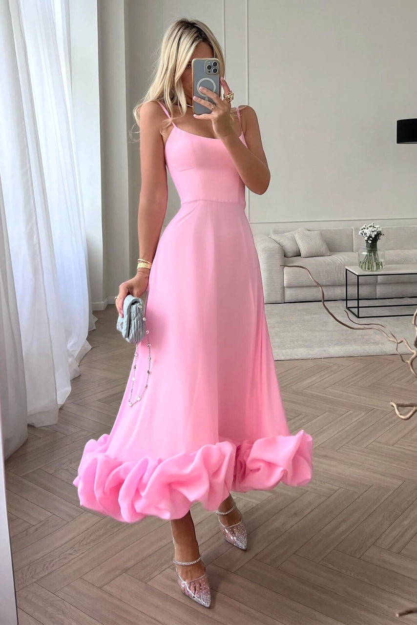 Women's Tiered Strappy Dress Midi