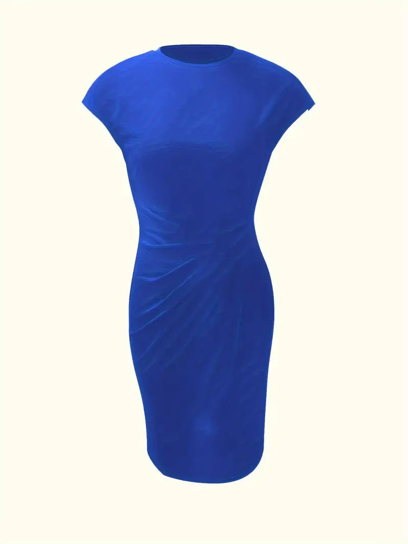 Women's Twist Front Short Sleeve Dress Midi