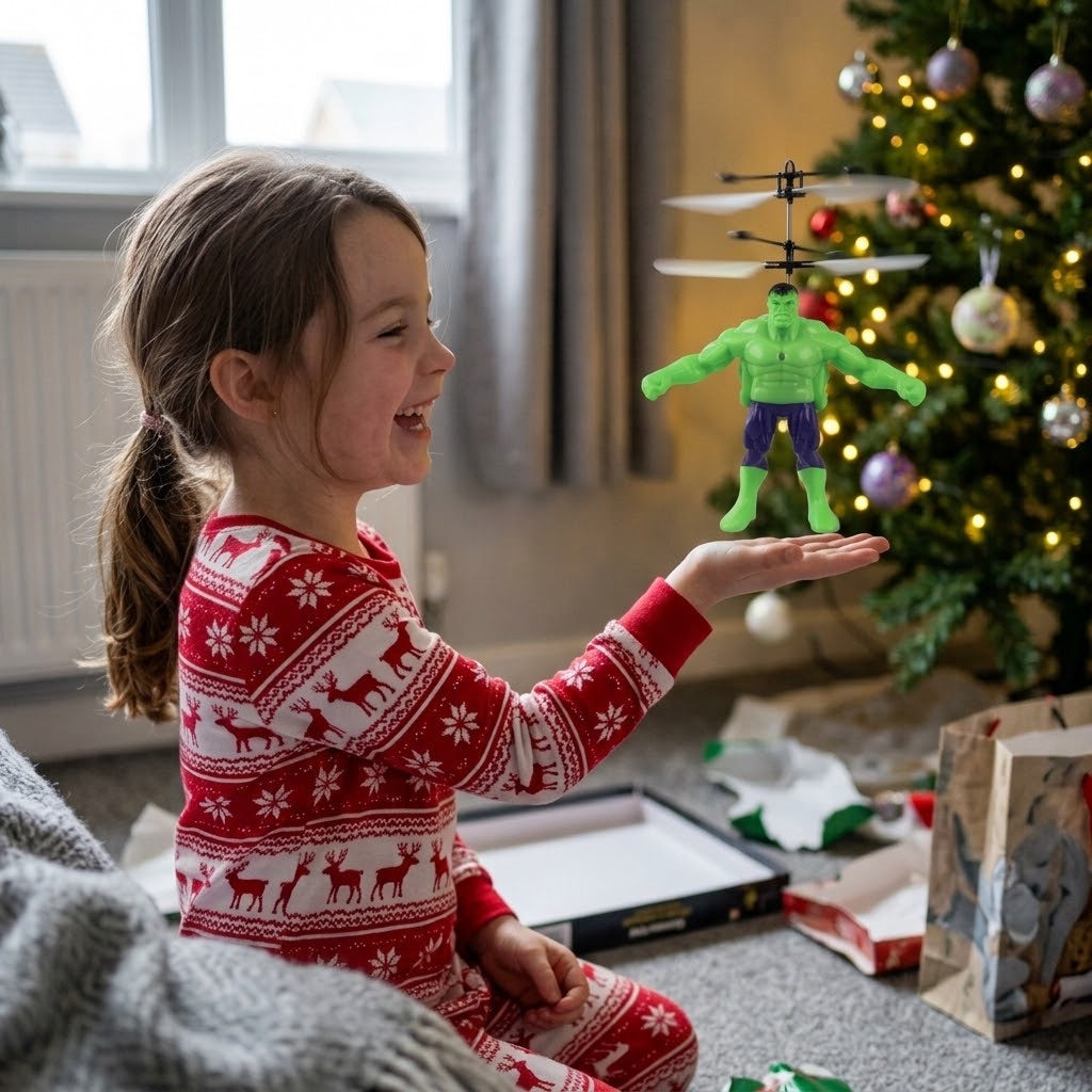 Girl launching the Hulk FlyHero Pro from her hand